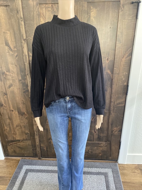 Worthington Women's Blouse Top Shirt Black Long sleeve  sz Small - 027