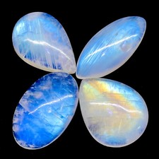 4 Pcs Natural Rainbow Moonstone 22.5-26mm Cabochon Loose Gemstones 73.6 Cts