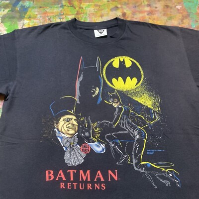 Vintage Batman Returns Movie Promo Tee Shirt Tim Burton Cat Woman