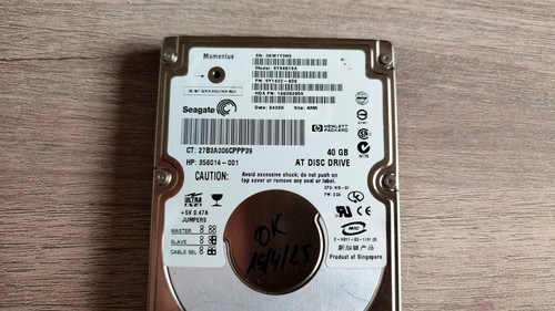 Disque dur 2,5" 40 GB IDE Seagate Momentus ST94019A 5400RPM 2MB TESTED - Afbeelding 2 van 6