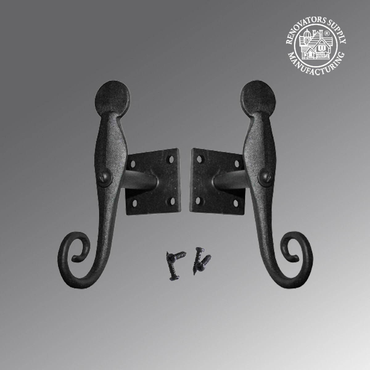 Black Shutter Dog Rat Tail Hand Forged Iron Rustproof Finish