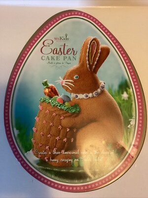 NWT Nordic Ware Williams Sonoma Kids Easter Cake Pan 3-D Bunny w/ Basket 10 Cups