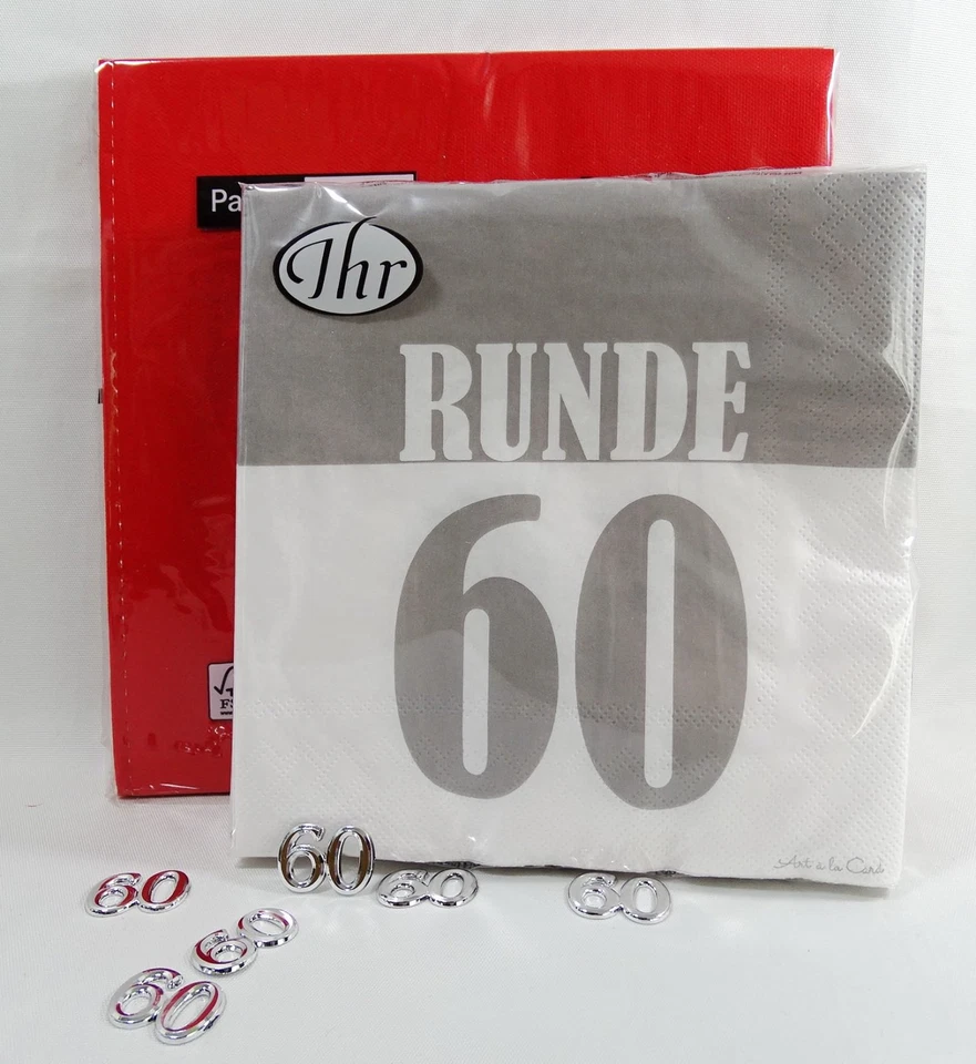 20 Servietten Geburtstag Zahl Auswahl 18 20 30 40 50 60 Party Tischdeko 33x33 - Bild 2 von 2