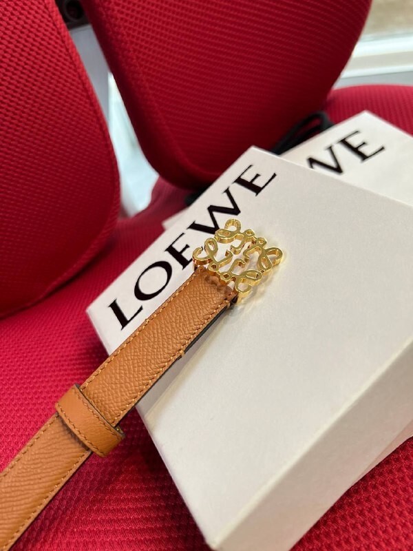 Loewe Anagram 2cm Reversible Cube Belt in Tan Black & Gold S