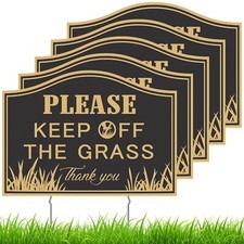 5 Pcs Keep off the Grass Signs with Stakes 14 x 10 Inch Please Stay off Grass...