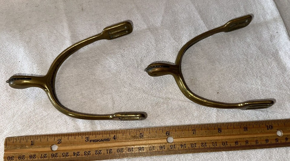 ANTIQUE BRASS SPURS COWBOY BOOTS VINTAGE CLOTHING WESTERN WEAR CIVIL