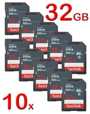 LOT 10x SanDisk 32GB Ultra Class 10 UHS-I SD 100MBs SDHC / SDXC memory card 32