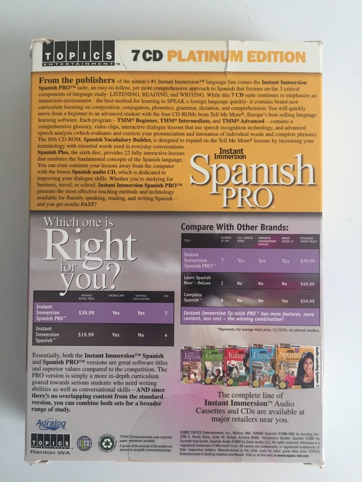 Learn Spanish Fast! Instant Immersion Spanish PRO: 7 CD Software! Language - Image 3 of 4