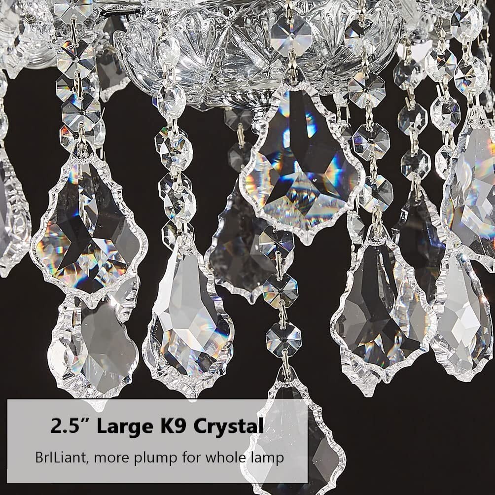 TMAFON Modern Crystal Chandelier Light Fixtures Chrome Pendant