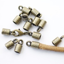 10 End Caps for Leather Cord, 5mm, Brass DIY Jewellery Making Supplies
