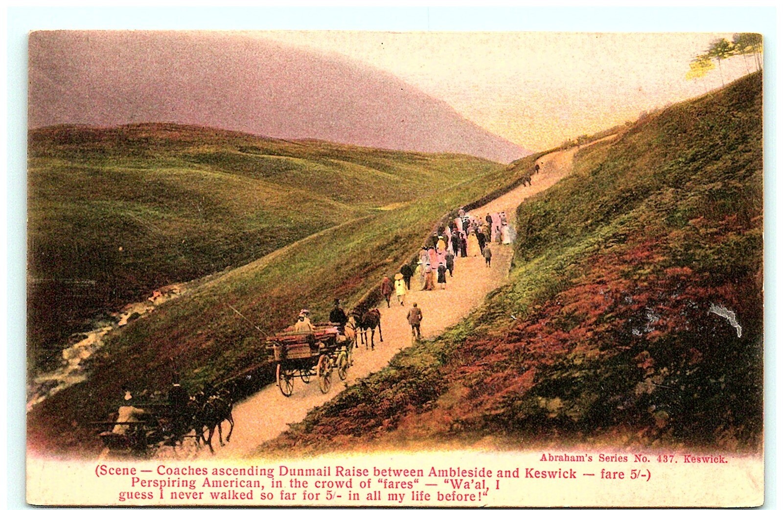 S02-7263, Coaches Ascending Dunmail Raise Btwn Ambleside & Keswick, *Postcard