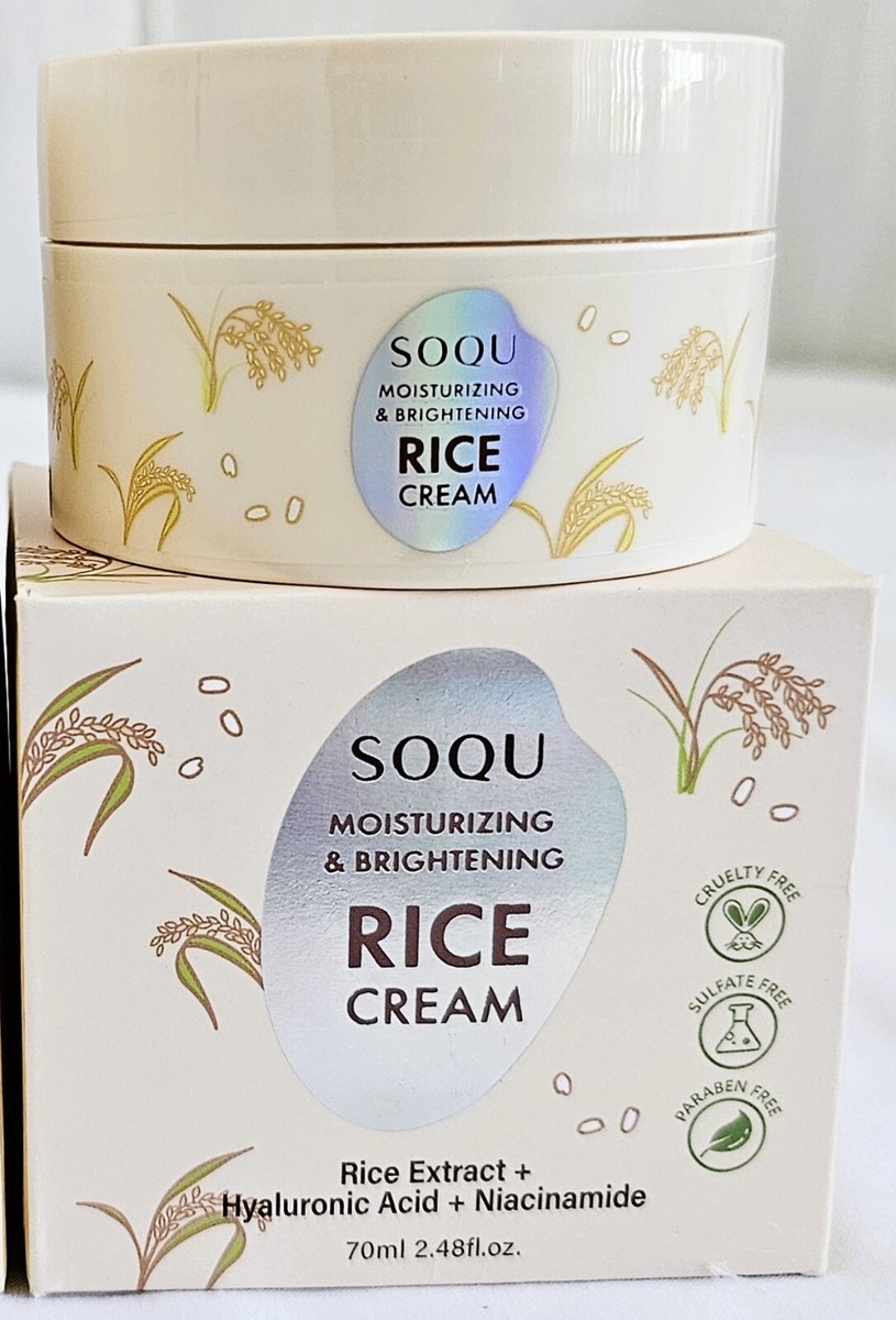 SOQU Moisturizing & Brightening Rice Cream 2.48 fl oz Exp 06/2027