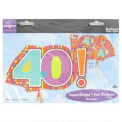 Luftballon 40 feiern Geburtstag Super Form Anagramm 18'' x 29'' Helium Folie Neu