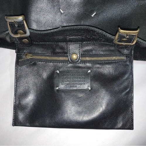 pre-loved auth MAISON MARTIN MARGIELA black lambskin leather TOTE bucket BAG - Picture 4 of 15