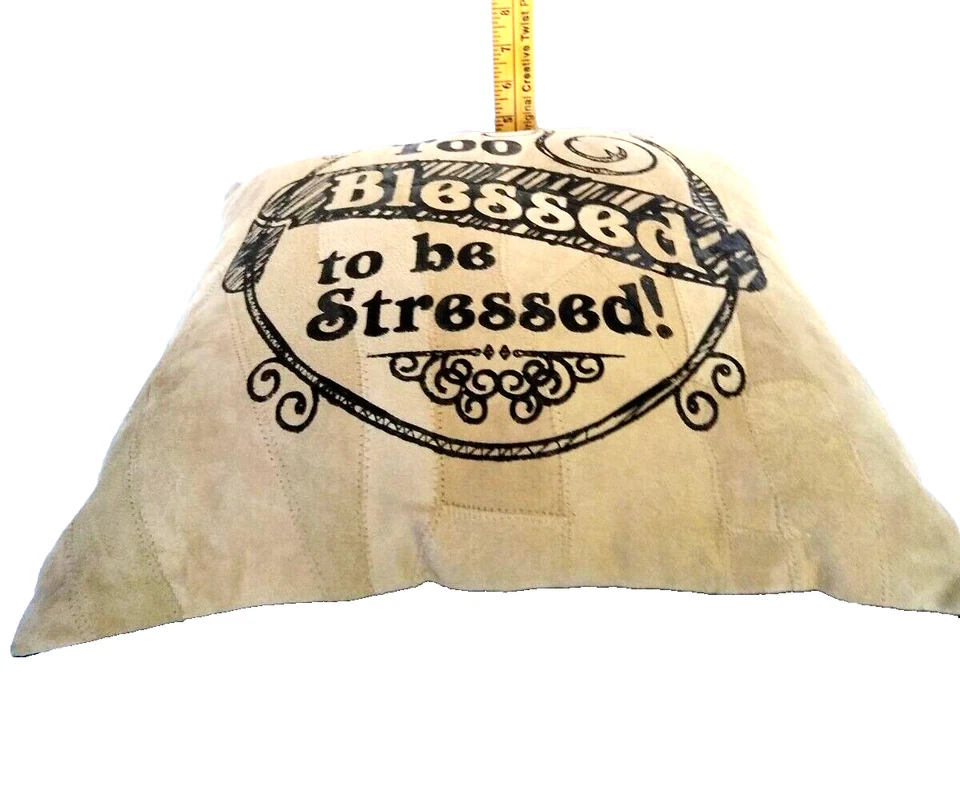 Divinity ReCover Insprirational 手工制作 回收 重麂皮绒 "BLESSED" 枕头 — 第 3/4 张图片