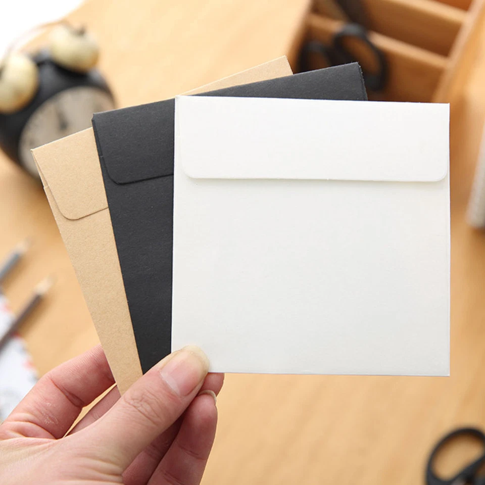 10pcs 10*10cm Kraft Square Mini Blank Envelopes for Card Wedding Scrapbooking - Image 2 of 4
