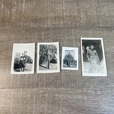 Vintage Black White Lot Of 4 Photos Of Man Woman People Military Uniforms