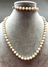 Sterling Filigree Clasp Genuine Japan Akoya Baroque 7.5 ~8 mm Pearl 31” Necklace