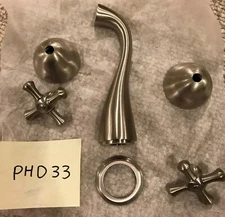 Phylrich Normandy Wall Tub Set Tubular Cross Handles D1103TO-015 Satin Nickel