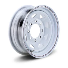 LIBRA 16 x 6 Trailer Wheel 8 Lug on 6.5" Bolt Pattern White Spoke -17016