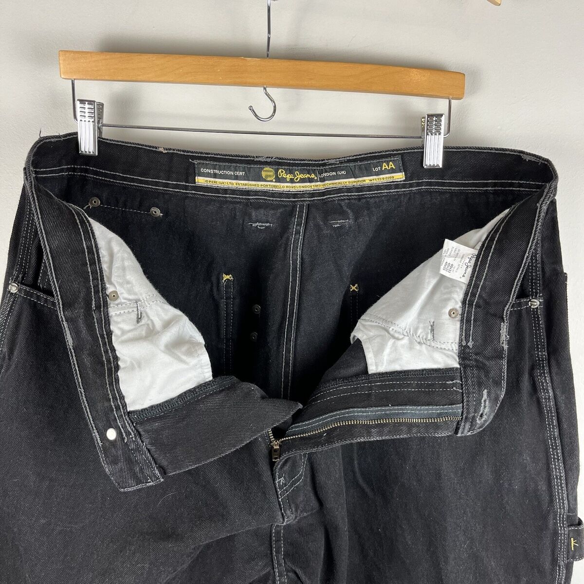 VTG Pepe London Jeans mens 38 x 32 black denim carpenter Y2K VTG Pepe London Jeans mens 38 x 32 black denim carpenter Y2K