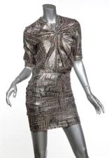 ISABEL MARANT FOR POUR H&M Printed Metallic Open-Back Mini Dress NEW US4 EU34