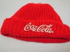 AV5 Vtg Coke Beanie Knit Cuff Winter Hat Cap Made In USA Patch 80s Advertising