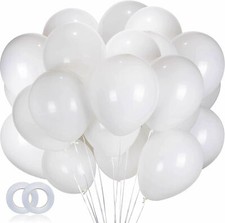 100 WEISSE LUFTBALLONS Helium Luft Party Deko Geburtstag Hochzeit Ballon Ø30m