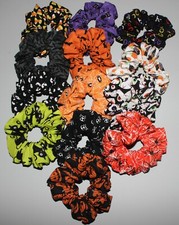 Handmade Large Scrunchie Halloween Cats Spiders Bats Skulls Glow in the Dark