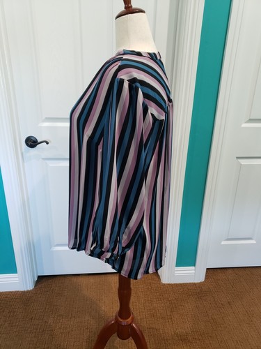Torrid Womens Plus Stripe tie Peasant Tunic Blouse 3/4 Sleeve NWT $45 size 1 1X - Picture 14 of 15