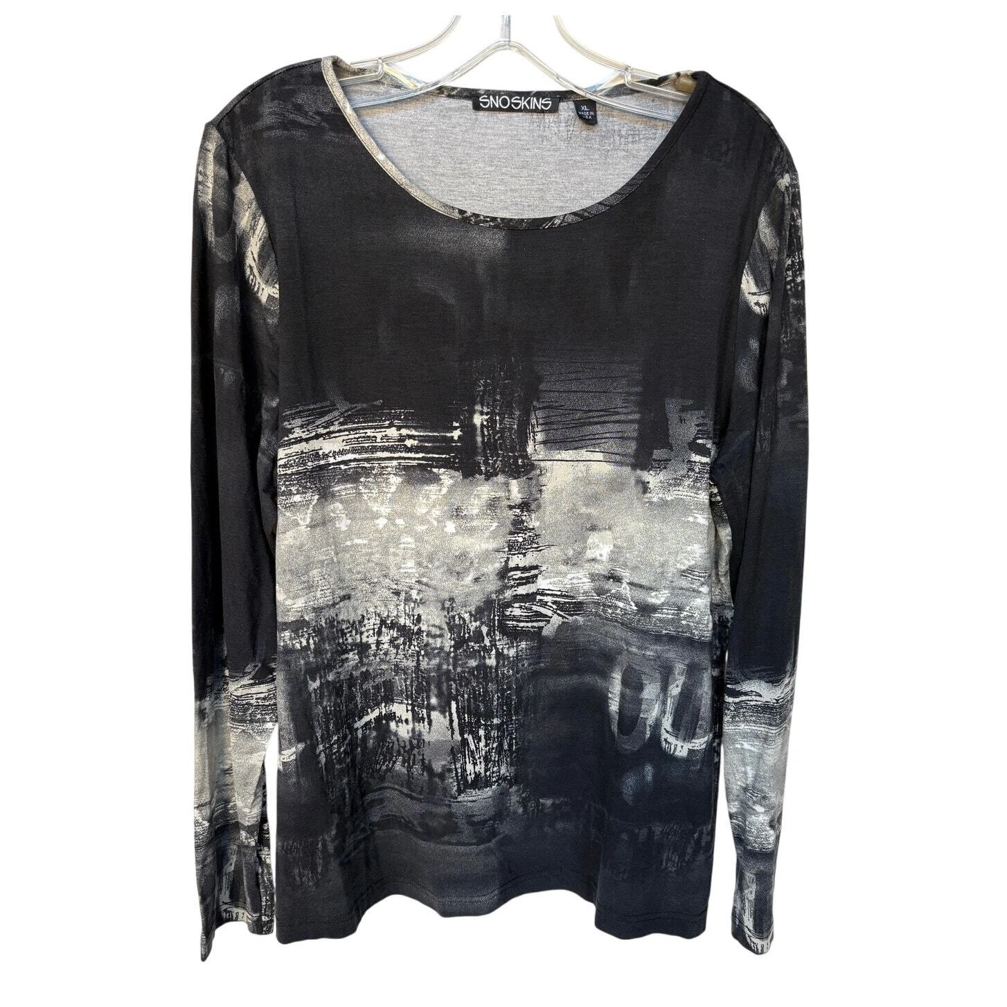 Snoskins Black and White Abstract Artistic Print Base Layer - Shirt size XL