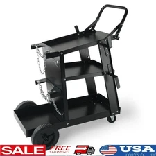 3-Tier Welding Cart Heavy Duty Tool Storage Gas Cylinder Holder Mobile Cart New