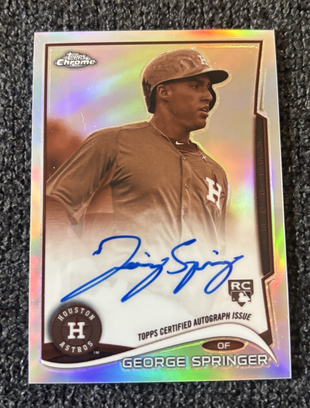 George Springer 2014 Topps Chrome Rookie RC Auto Sepia Refractor /75 Astros