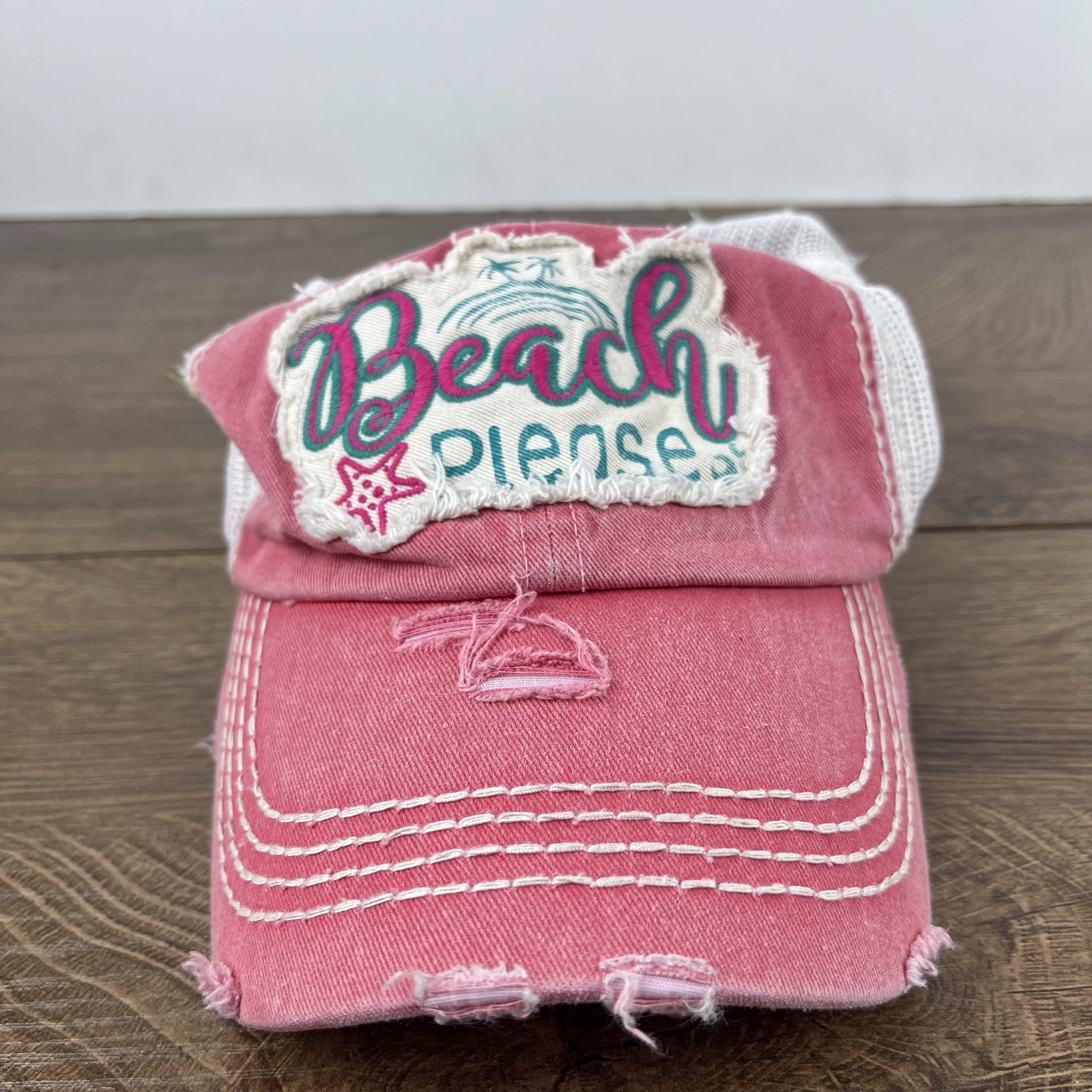 Beach Please Hat Beach Hat Red Adjustable Hat Red… - image 3