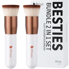 Foundation Brush 2Pcs Flat Top Kabuki Self Tanner Brush Synthetic Professional M