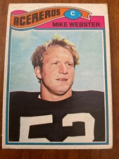 1977 Topps MEXICAN #99 Mike Webster rookie card (RC) Steelers, short print (SP). rookie card picture