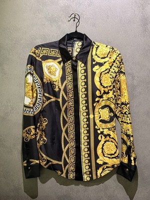 XS Silk Versace Asymmetrical Barocco Women s Button Down Worn Once New With Tags
