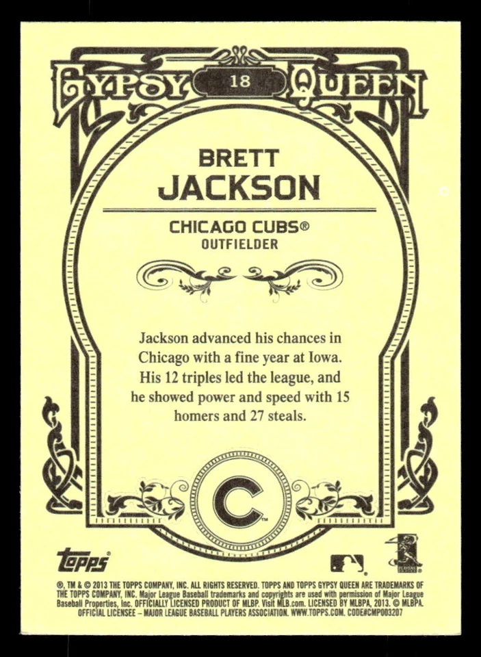 2013 Topps Gypsy Queen #18 Brett Jackson Card Chicago Cubs - Image 2 of 2