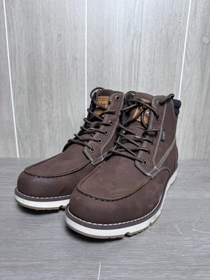 Lee Men's Brown Lace-Up Moc Toe Work Boots US 10.5 EUR 44.5 Casual Outdoor