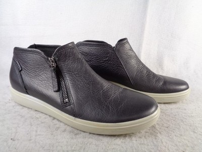 Ecco Soft 7 Low Booties Zip Up Shoes Womens US 8-8.5 US EU 39 Black Leather