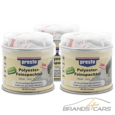 PRESTO 3x 250g POLYESTERFEINSPACHTEL FEINSPACHTEL HÄRTER PRESTOFLEX SOFTSPACHTEL