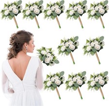 10 Pa Bridesmaid Bouquets for Wedding 7 Inch Natural