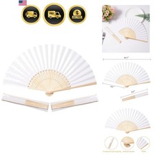 Hand Fans White Paper Folding Fans for Wedding Party Home Decor 50pcs