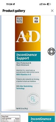 A+D Incontinence Support Skin Protectant & Rash Ointment 3.5oz Treats Prevents