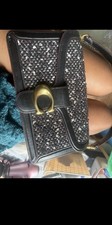 Coach Black Tweed & Leather Shoulder Bag, Detachable Strap, Gold Turn Lock