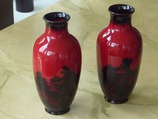 A Pair of Early 20th century Royal Doulton Flambe Glazed Vases by Fred Moore