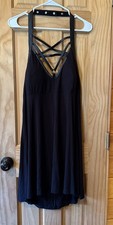 Killstar Gothic Black Halter Mini Dress Size 3XL Womens Leather Straps Punk