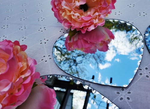 10 Adorable Heart Mirror Beveled Edges Wedding Reception Decor Table Centerpiece