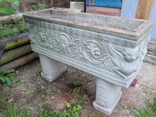 Nettuno Stone Trough Planter On Feet Flower Pot Vase Garden Ornament 72 x 24cm
