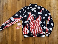 Chaqueta atlética de nailon Reason Clothing USA America brillante bombo patriótico MED